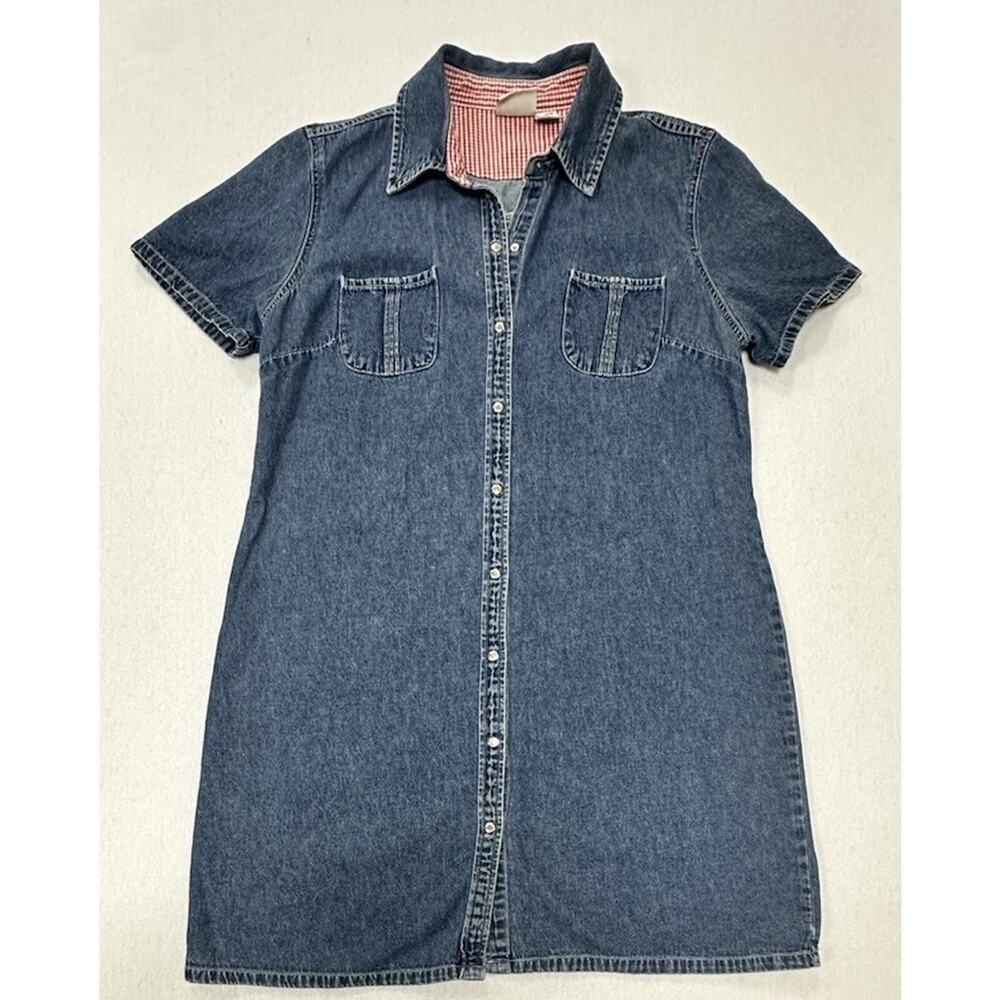 Vintage Carolina Blues Shirt Dress 16 Denim Snap Front Teacher Core 90s Western